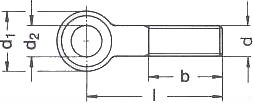 ГОСТ 3033-79. Болт откидной с ушком (с петлей), с неполной метрической или дюймовой резьбой чертеж